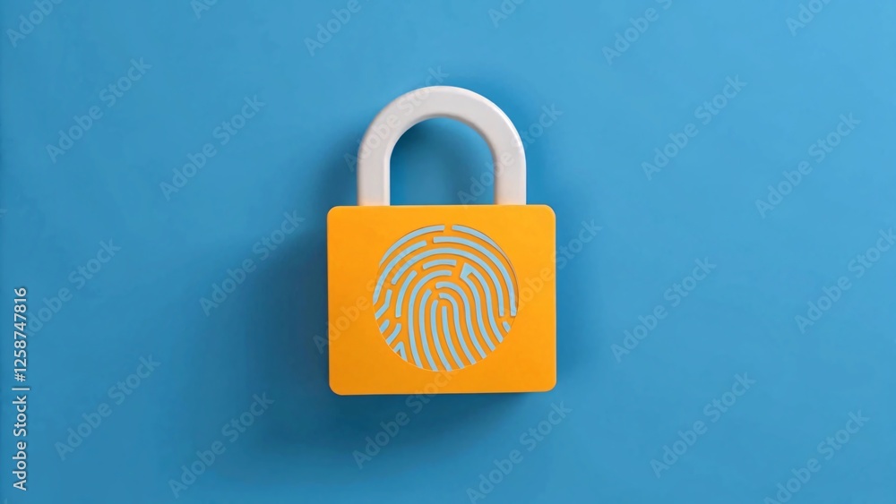 Poster securing digital access fingerprint lock technology for enhanced safety modern workspace graphic rep
