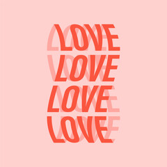 Retro waves lettering text. Love, romantic, Valentines Day concept. Trendy groovy print design for poster, card. Vector illustarion