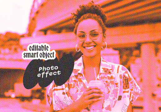 Retro Duotone Halftone Photo Effect