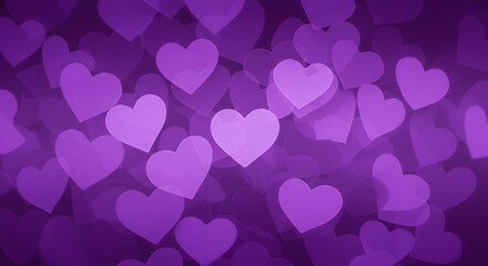 Purple Heart Bokeh Background for Valentine's Day or Romantic Design