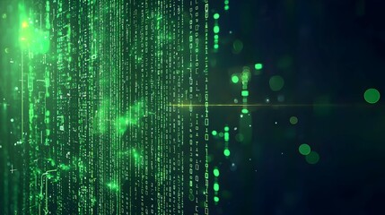 Abstract Green Digital Data Stream Background