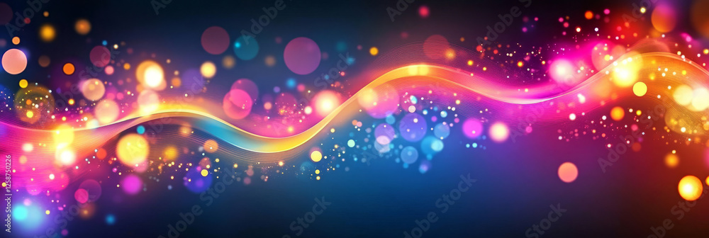 Poster abstract background with glowing lights and colorful bokeh,