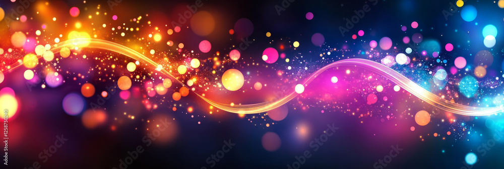 Poster abstract background with glowing lights and colorful bokeh,