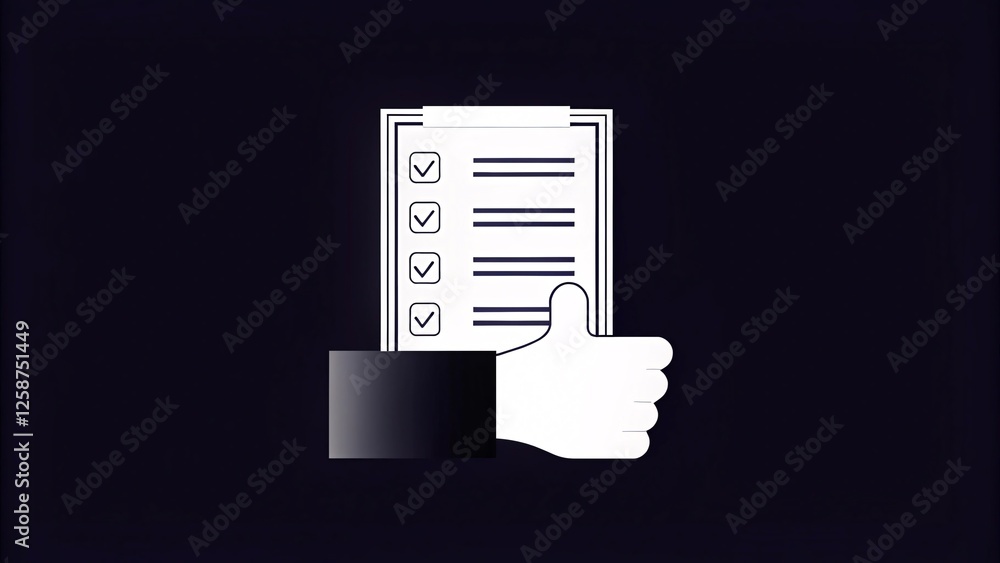 Poster checklist verification process office environment digital content professional setting close-up view
