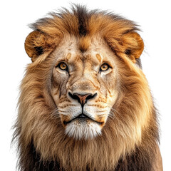 Fototapeta premium Majestic lion portrait on white background
