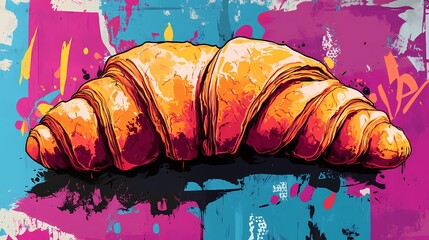 Croissant illustration for bakery menus and food-related advertising, with soft, realistic details, in a book-style illustration
