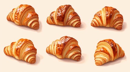 Croissant illustration for bakery menus and food-related advertising, with soft, realistic details, in a book-style illustration
