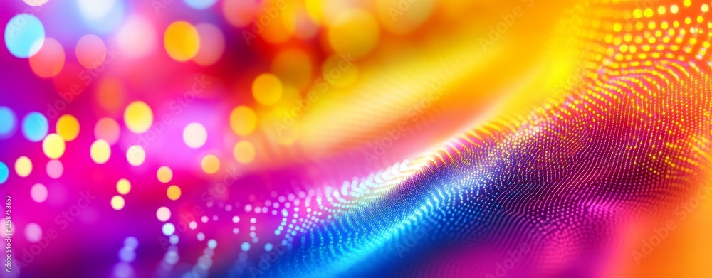Poster abstract, colorful background with bokeh lights and gradient colors.