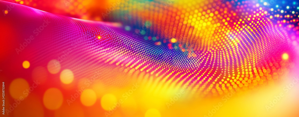 Poster abstract, colorful background with bokeh lights and gradient colors.