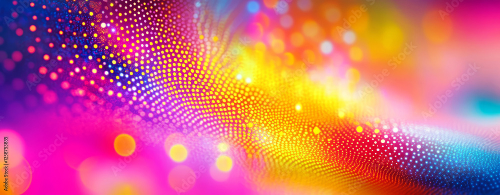 Poster abstract, colorful background with bokeh lights and gradient colors.