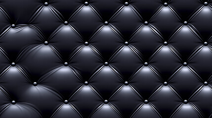 Black quilted leather upholstery with button-tufted surface in luxurious padded pattern for stylish interior wall panel or furniture decor in a refined classic design concept