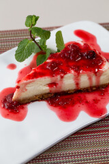 Red Fruits Cheese Cake, close-up view, Braga, Portugal.
