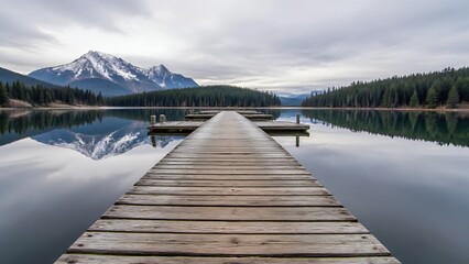 Obraz premium Reflections of the landscape on a quiet lake