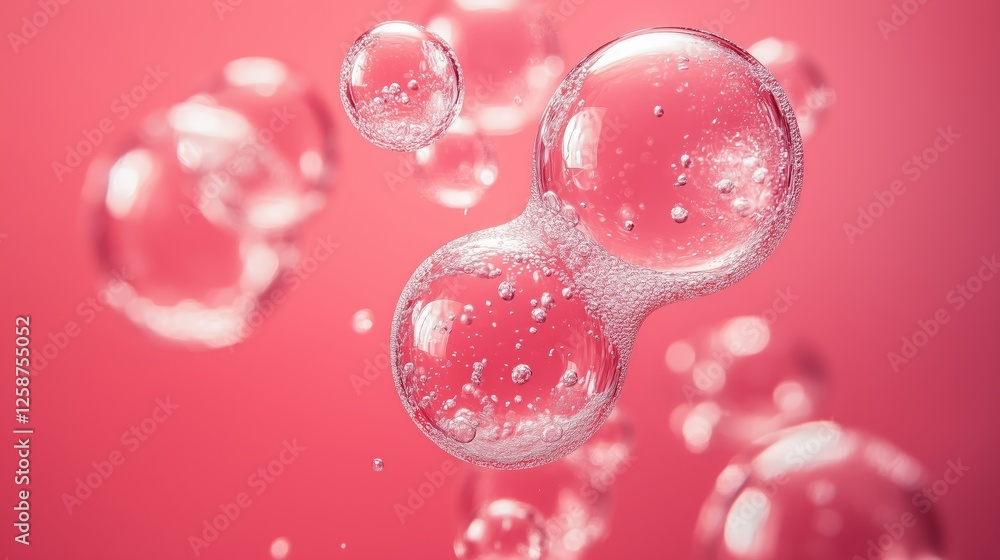 Poster abstract bubbles on a soft background. a captivating display of spheres intertwining, revealing beau