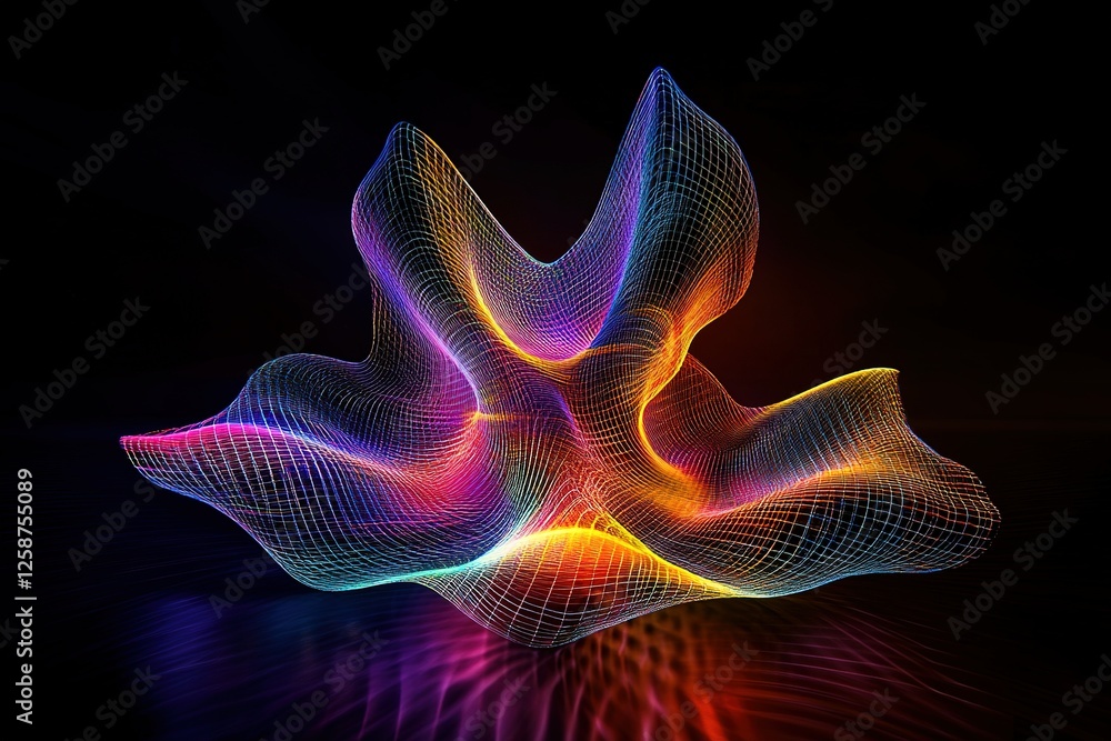 Poster abstract colorful light grid forming a dynamic shape