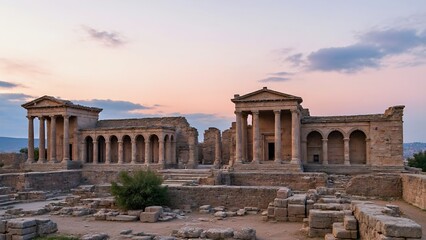 Obraz premium Ancient Roman ruins at sunset