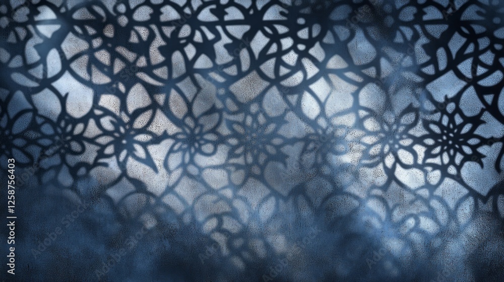Poster intricate arabesque designs cast delicate shadows on a soft background, merging artistry with mystiq