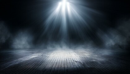 background of an empty dark room empty walls lights smoke glow rays