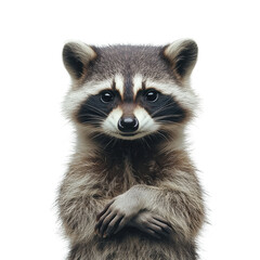 Fototapeta premium Raccoon posing on a white isolate background