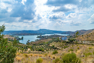 Panorama of Oymapinar Lake on Manavgat river,  Antalya, Turkey, August. 