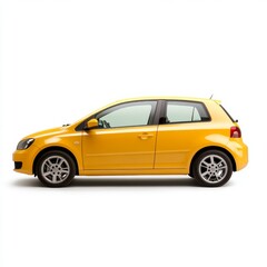Obraz premium Yellow car, side profile, studio shot, white background, automotive advertisement