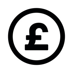 Pound icon vector, pound icon in a circle, currency symbol icon vector isolated on white background.