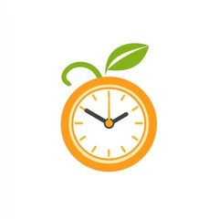 Orange Clock Showing Time, Healthy Lifestyle Concept, Simple Design