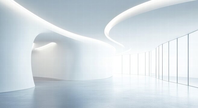A large, empty room with a white ceiling and white walls