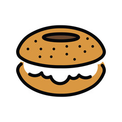 Freshly Baked Delicious Bagel – Vector Illustration of Traditional Breakfast Pastry