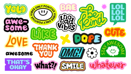 Fotobehang PNG Colorful positive message stickers on transparent background © Rawpixel.com