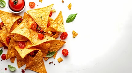 Mexican nachos food illustration, designed for culinary projects, perfect for food product packaging and promotional materials, in a comic style