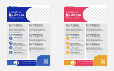 Simple flyer design vector templates red and blue