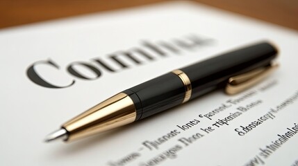 A businessman hand firmly grasps a sleek black pen over a contract, ready to sign with confidence.
