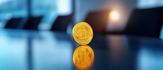 bitcoin on conference table