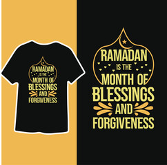 Ramadan is the Month of Blessings and forgiveness, Typography motivational T-shirt Design  