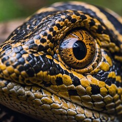 Fototapeta premium close up of a black headed snake, close up of a black headed python