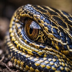 Fototapeta premium close up of a black headed snake, close up of a black headed python