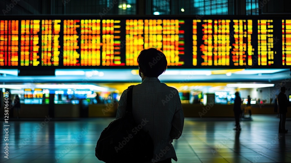 Aufkleber business consultant analyzing financial reports in front of a large led display filled with real-tim