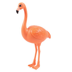 Image of a plastic flamingo toy against a cutout background.