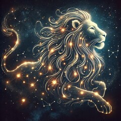 Dreamlike Leo Zodiac Lion Floating in Celestial Space