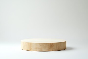 Wooden Podium Stand for Cosmetics and Products Display on White Background, Product Presentation