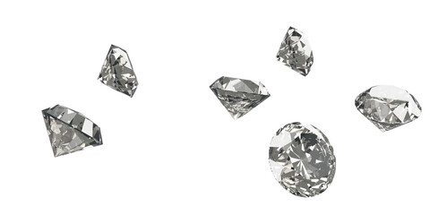 The pile of diamonds Illustration. 3d rendering.	