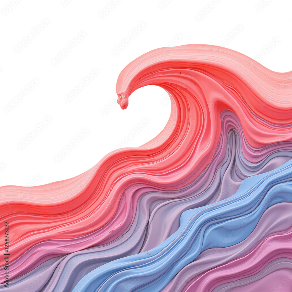 Poster abstract image of a colorful wave with smooth texture, vibrant colors and fluid motion.