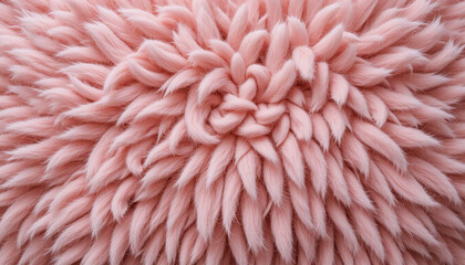 Fototapeta premium A close-up view of a soft, fluffy pink fabric reveals its thick fibers, creating a warm and inviting atmosphere often found in living rooms or bedrooms
