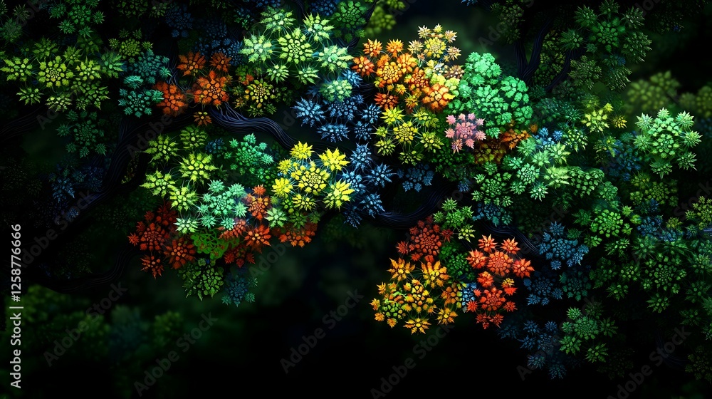 Aufkleber colorful fractal art with intricate branching patterns