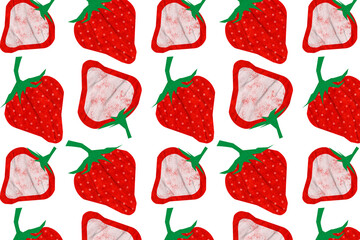 Strawberry fruit png pattern, transparent background, cute red design