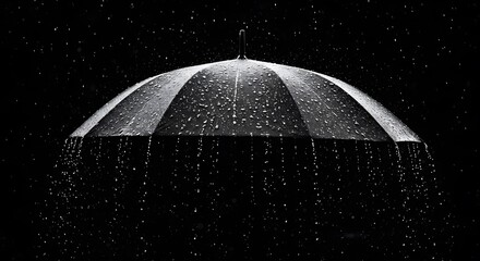 Umbrella Shielding Rain in a Dark and Moody Stormy Weather Scene