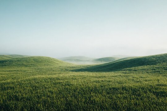 Un campo de c&eacute;sped verde con monta&ntilde;as al fondo.