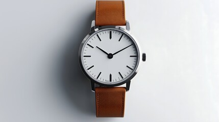 Top View of Wristwatch on White Background