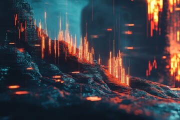 Financial business investment stock market forex crypto currency Trading candlestick data profits analysis chart graph interface display technology, stock chart concept, 3d rendering.